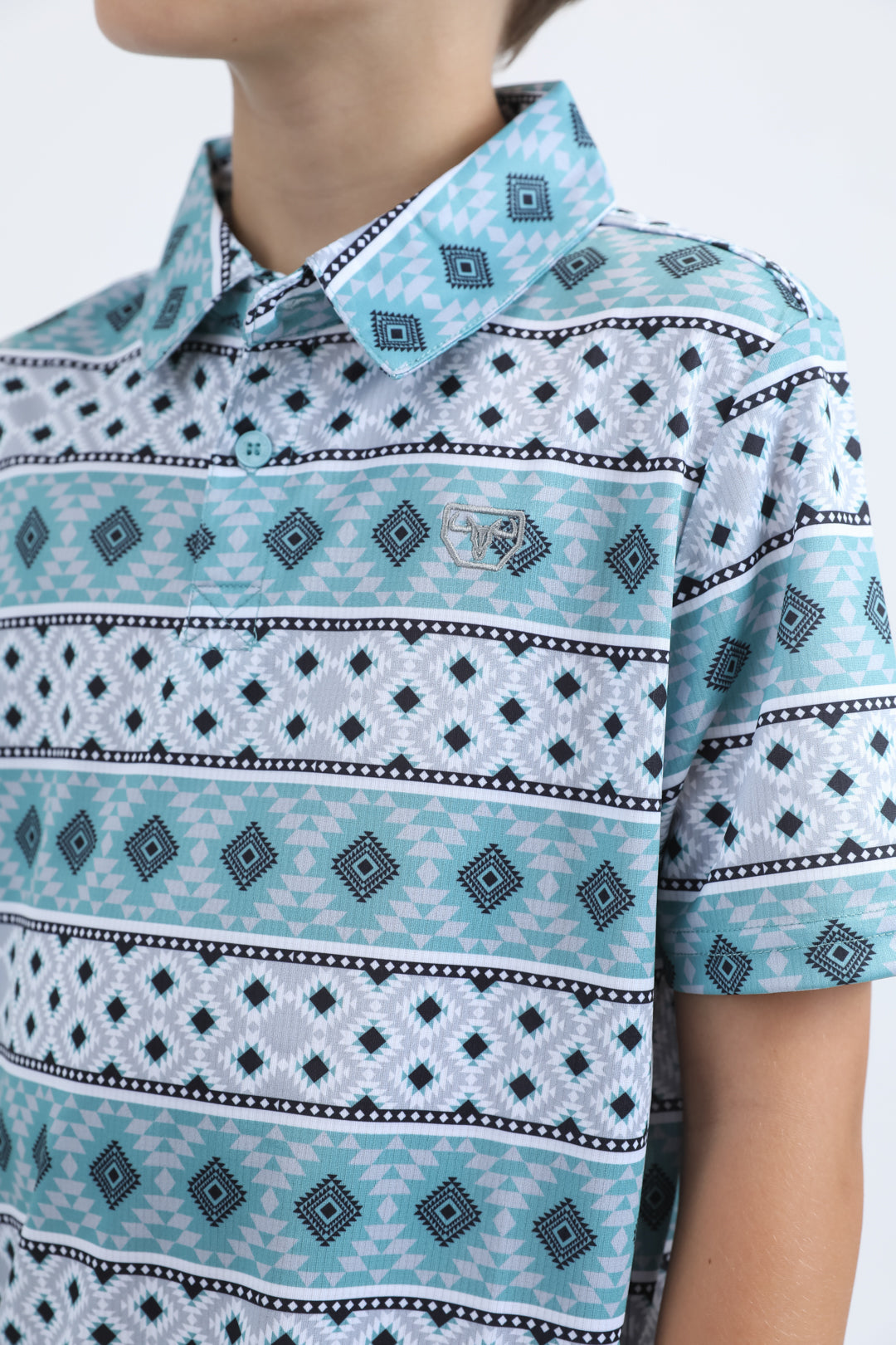 blue kids aztec performance polo iii side platini