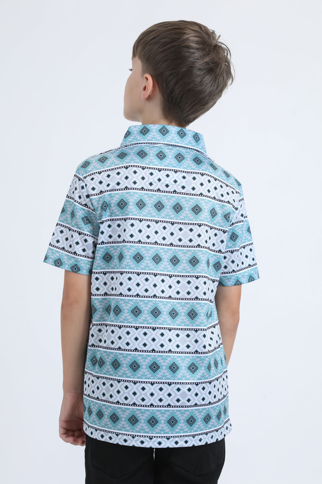 blue kids aztec performance polo iii detail platini
