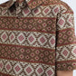 Kids Performance Fabric Modern Fit Stretch Aztec Print Brown Polo