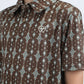 Kids Performance Fabric Modern Fit Stretch Aztec Print Brown Polo