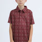 Kids Performance Fabric Modern Fit Stretch Aztec Print Red Polo