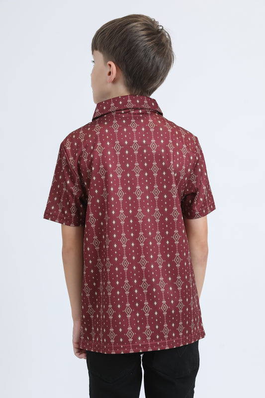 red kids aztec performance polo iv detail platini