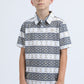 Kids Performance Fabric Modern Fit Stretch Aztec Print White Polo