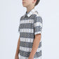 Kids Performance Fabric Modern Fit Stretch Aztec Print White Polo