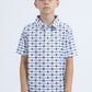 Kids Performance Fabric Modern Fit Stretch Aztec Print White Polo