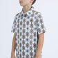 Kids Performance Fabric Modern Fit Stretch Aztec Print White Polo