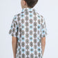 Kids Performance Fabric Modern Fit Stretch Aztec Print White Polo