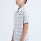 Kids Performance Fabric Modern Fit Stretch Aztec Print White Polo