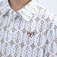 Kids Performance Fabric Modern Fit Stretch Aztec Print White Polo