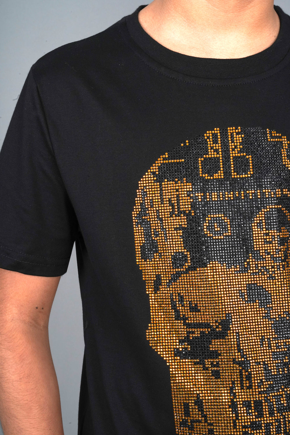 black skull diamonds rhinestone kids tee back platini