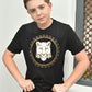 black royal emblem rhinestone kids tee front platini