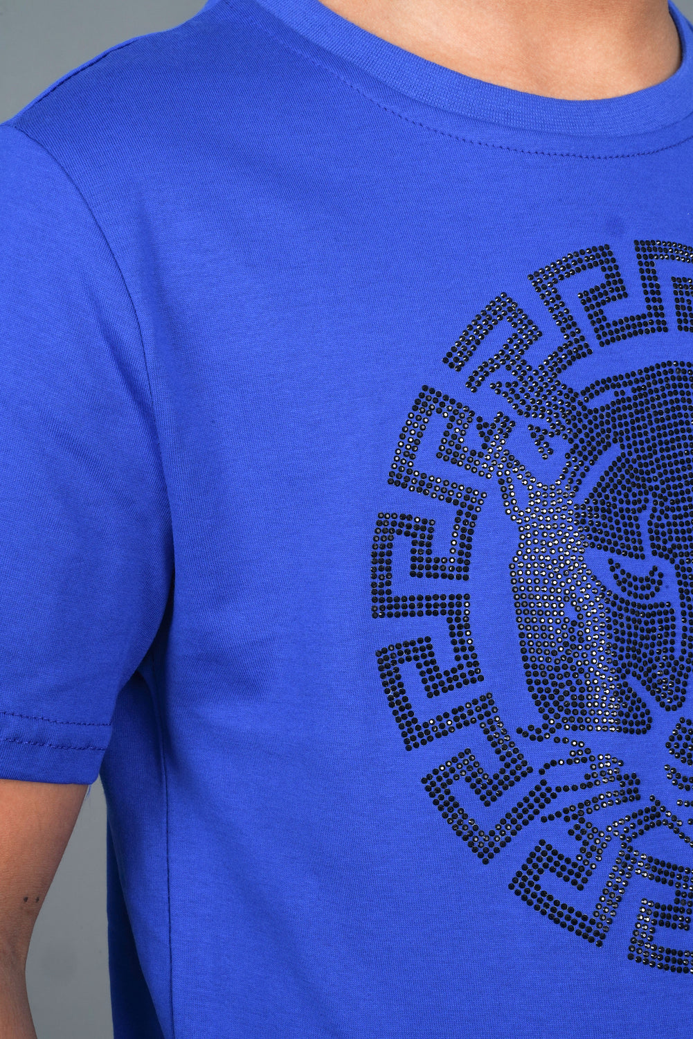 royal blue bold graphic rhinestone kids tee back platini