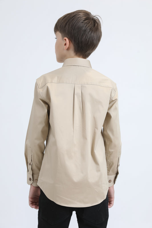 beige cattle kids dress shirt platini detail-2