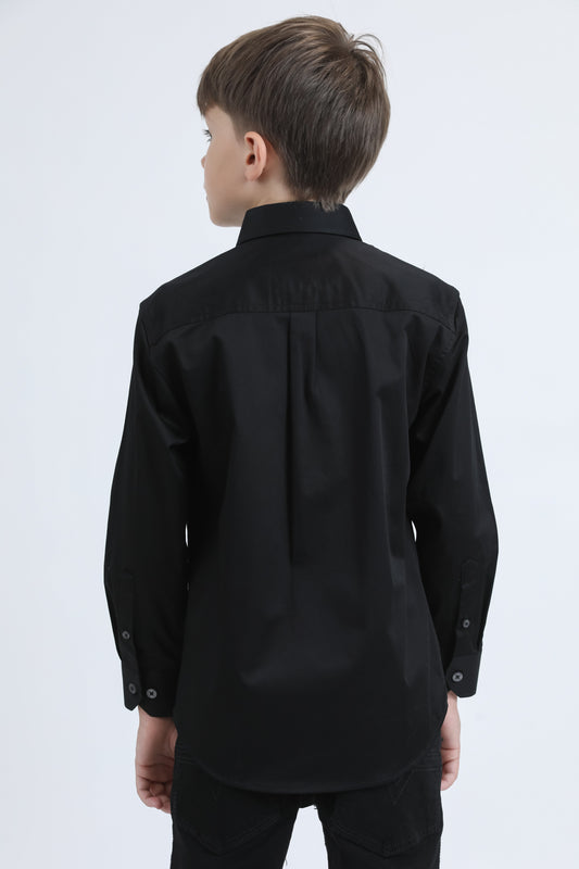 black kid's stretch dress shirt back platini