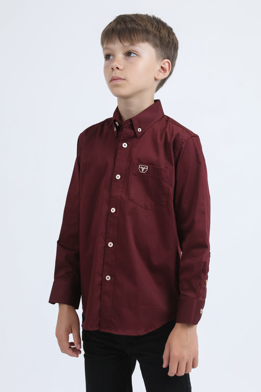 burgundy cattle kids dress shirt platini back