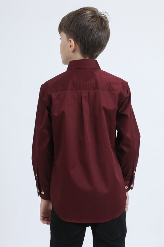 burgundy cattle kids dress shirt platini detail-2