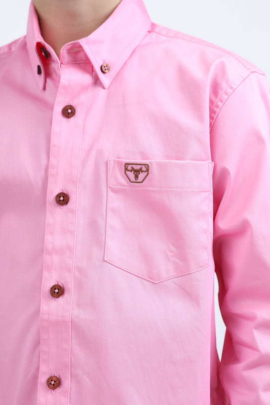 hot pink cattle kids dress shirt platini detail