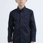Kid´s Single Pocket Logo Modern Fit Stretch Navy Dress Shirt