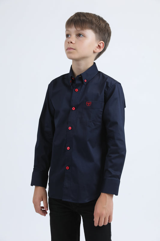 navy cattle kids dress shirt platini back