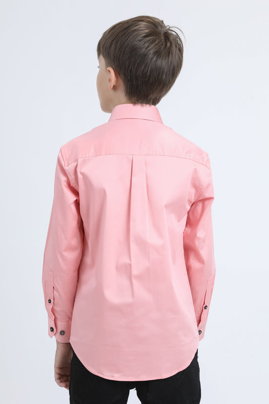 pink cattle kids dress shirt platini detail-2