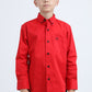 Kid´s Single Pocket Logo Modern Fit Stretch Red Dress Shirt