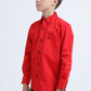 Kid´s Single Pocket Logo Modern Fit Stretch Red Dress Shirt