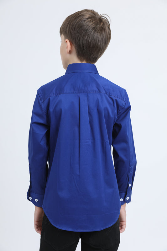 royal blue cattle kids dress shirt platini detail-2