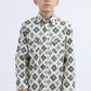 Kid's Western Modern Fit Cotton/Spandex Long Sleeve Beige Shirt with Snaps