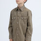 Kid's Western Modern Fit Cotton/Spandex Long Sleeve Beige Shirt with Snaps
