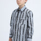 Kid's Western Modern Fit Cotton/Spandex Long Sleeve Black Shirt with Snaps