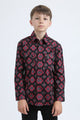Kid's Western Modern Fit Cotton/Spandex Long Sleeve Black Shirt with Snaps