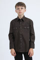 Kid's Western Modern Fit Cotton/Spandex Long Sleeve Black Shirt with Snaps