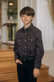 Kid's Western Modern Fit Cotton/Spandex Long Sleeve Black Shirt with Snaps