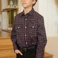 Kid's Western Modern Fit Cotton/Spandex Long Sleeve Black Shirt with Snaps