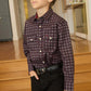 Kid's Western Modern Fit Cotton/Spandex Long Sleeve Black Shirt with Snaps