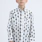 Kid's Western Modern Fit Cotton/Spandex Long Sleeve Blue Shirt with Snaps