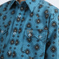 Kid's Western Modern Fit Cotton/Spandex Long Sleeve Blue Shirt with Snaps