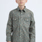 Kid's Western Modern Fit Cotton/Spandex Long Sleeve Blue Shirt with Snaps