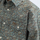 Kid's Western Modern Fit Cotton/Spandex Long Sleeve Blue Shirt with Snaps