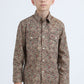 Kid's Western Modern Fit Cotton/Spandex Long Sleeve Khaki Shirt with Snaps