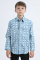 Kid's Western Modern Fit Cotton/Spandex Long Sleeve White Shirt with Snaps