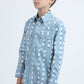 Kid's Western Modern Fit Cotton/Spandex Long Sleeve White Shirt with Snaps
