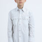 Kid's Western Modern Fit Cotton/Spandex Long Sleeve White Shirt with Snaps