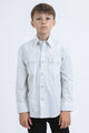 Kid's Western Modern Fit Cotton/Spandex Long Sleeve White Shirt with Snaps