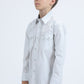 Kid's Western Modern Fit Cotton/Spandex Long Sleeve White Shirt with Snaps