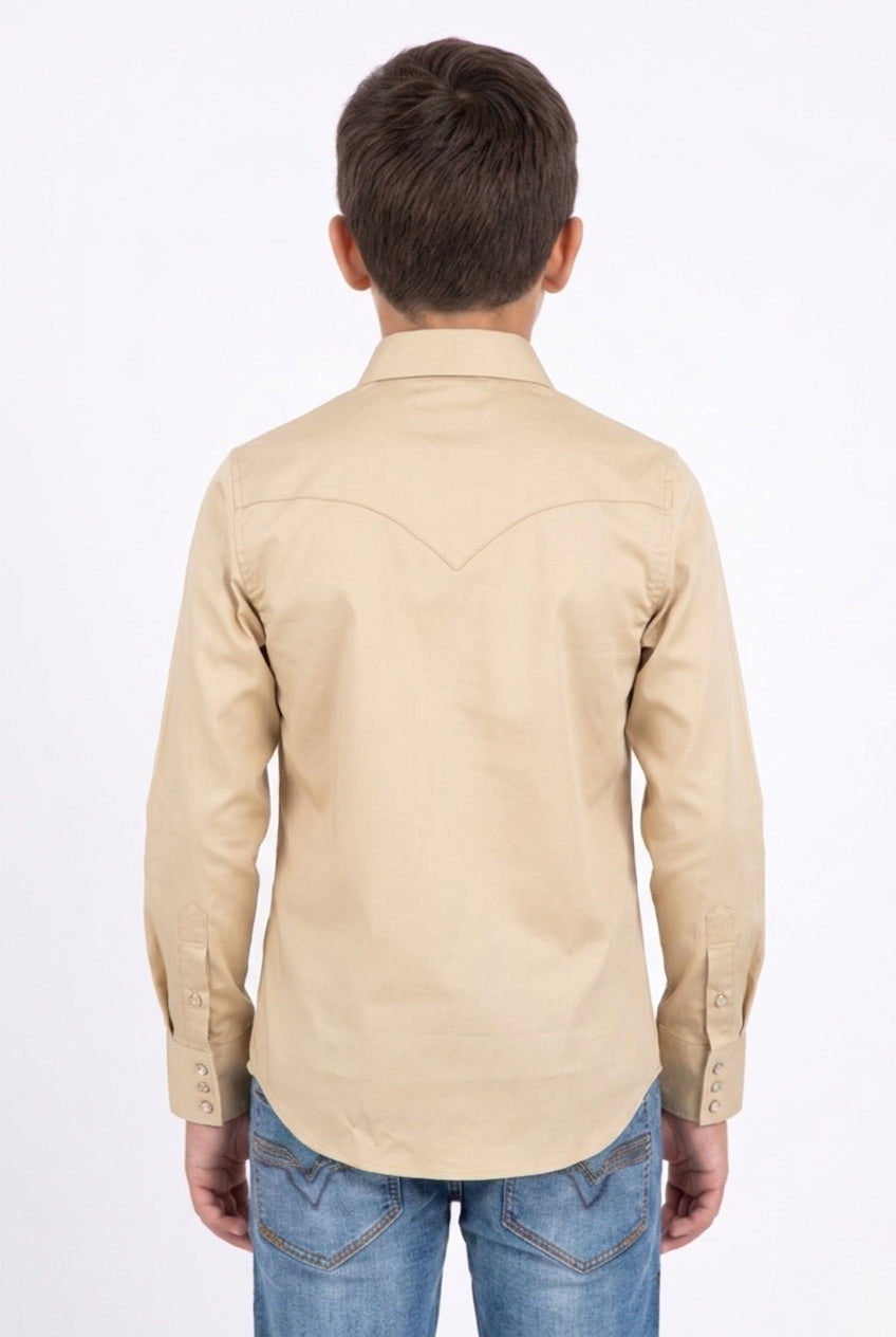 beige winslow kids western shirt platini back