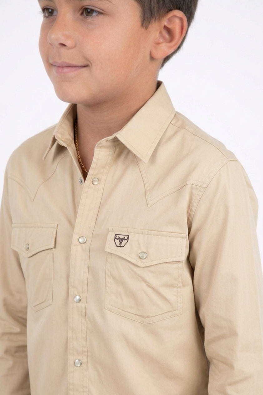 beige winslow kids western shirt platini detail
