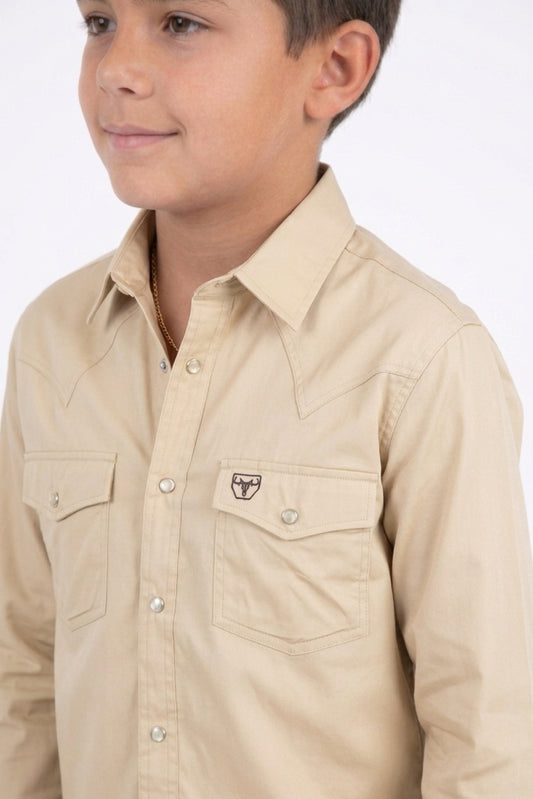 beige winslow kids western shirt platini detail