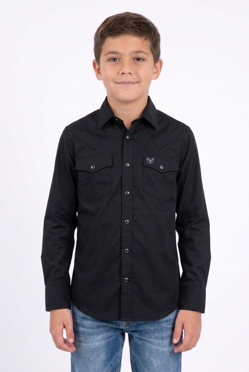 black winslow kids western shirt platini front