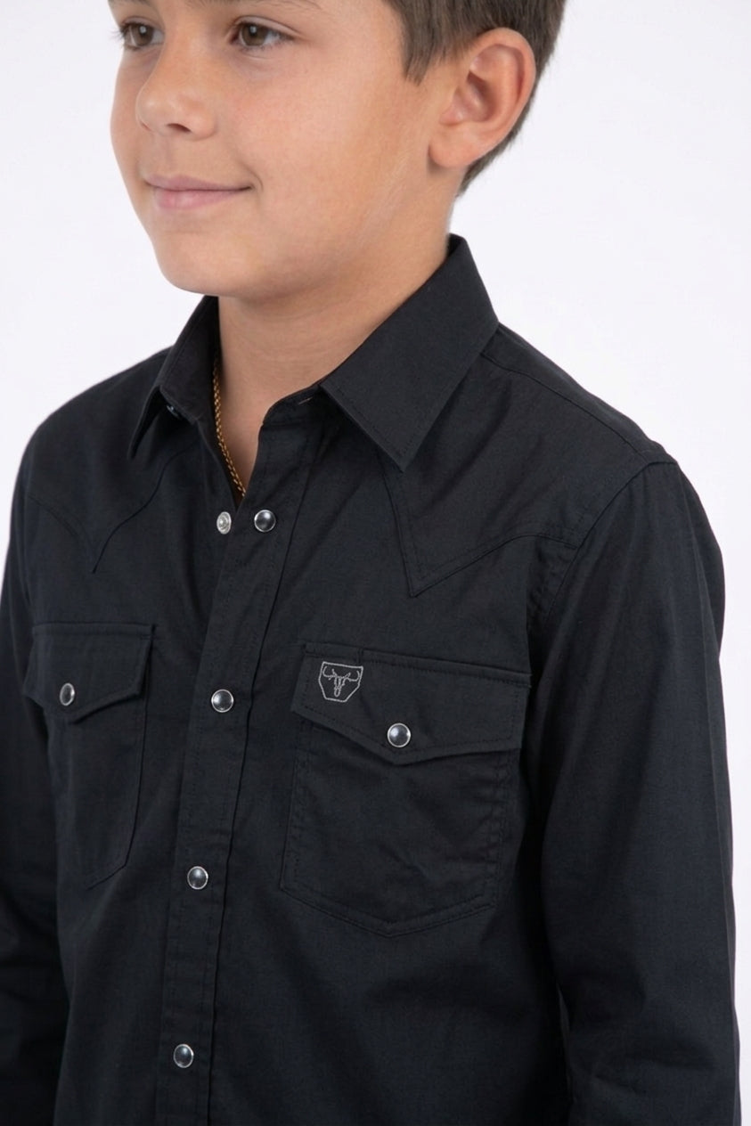 black winslow kids western shirt platini detail